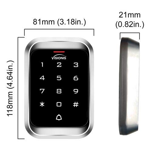 Visionis FPC-5296 One Door Access Control Out Swinging Door 1200lbs Maglock + Outdoor Keypad/Reader Standalone with Mini Controller + Wiegand 26, EM