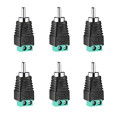 RCA Plugs for Speaker Wire，RCA to AV Screw Terminal Connector, Phono RCA Male Plug Solderless Converter Audio/Video Speaker Wire Connectors Solderless Adapter