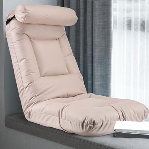 BTZHY Floor Chair Indoor Adjustable Floor ChairSingle Sofa Chair Modern Folding Floor Gaming Chair 6-Position Backrest Adjustable Load Bearing 60kg Perfect for Reading Meditating with Headrest(Rose)