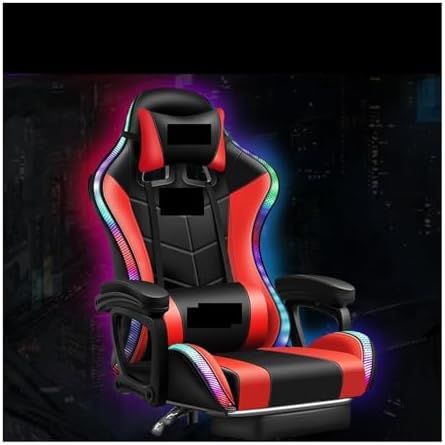 Computer Chair Gaming ChairComputer ChairLeather Office Chair Light Gamer Chair Swivel Gaming Chair Chair (Black Pedal One Size)