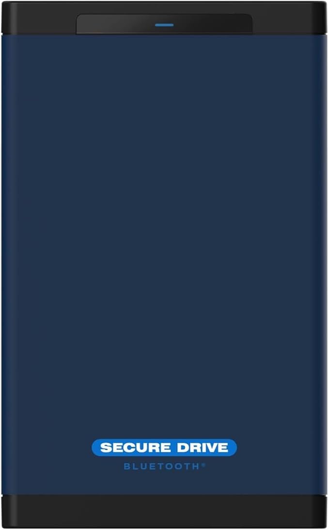 SecureData SecureDrive BT 1TB SSD Hardware Encrypted USB 3.0 Ext Drive FIPS 140-2 Level 3 Unlock via Phone app TAA Compliant CJIS HIPAA CMMC GDPR Compliant Works with Mac and Win Free AV