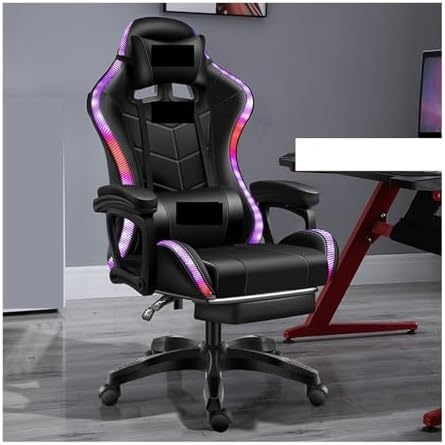 Computer Chair Gaming ChairComputer ChairLeather Office Chair Light Gamer Chair Swivel Gaming Chair Chair (Black Pedal One Size)