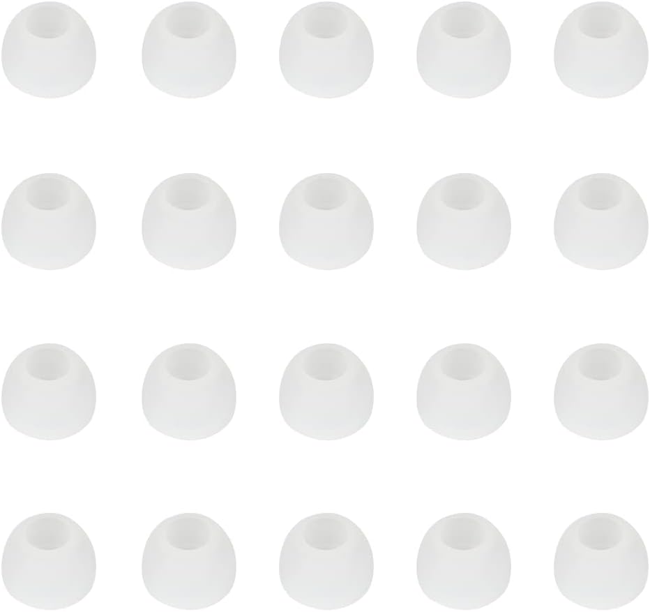 10 Pairs Silicone Medium Replacement Ear Tips - Eartips for In-Ear Headphones - Rubber Tips Earbud Covers - Earbud Cap (White)