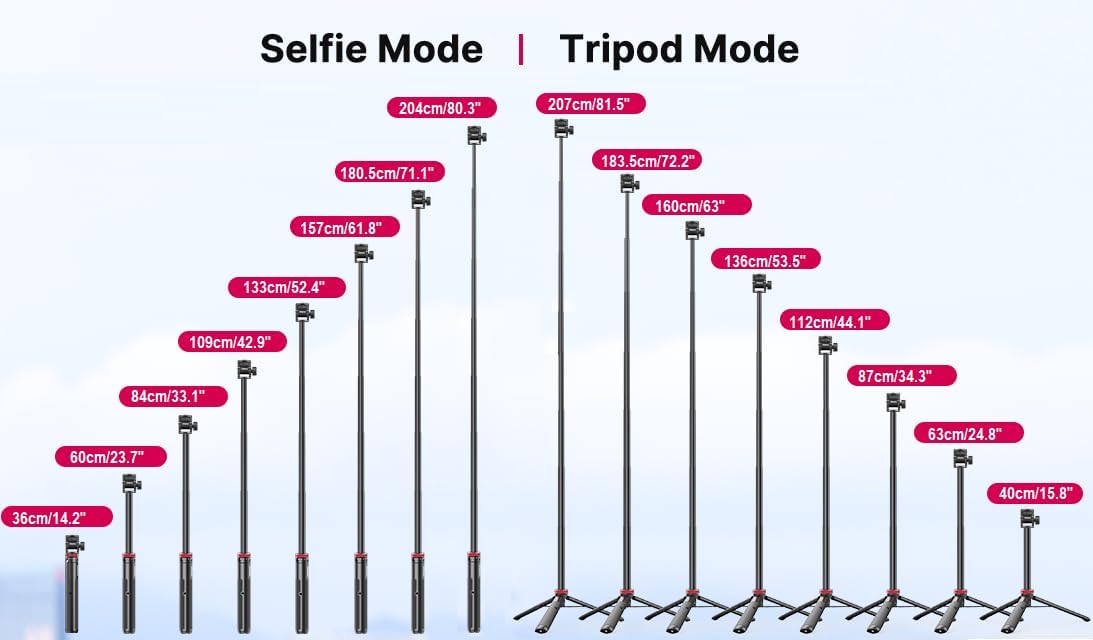 AceTaken 80'' 8 7P 7 6 5 4 4 3 2 1 6 5 4 3 2 1 Osmo-Mobile Floor Tripod-Stand Holder for DJI Osmo Mobile SE /