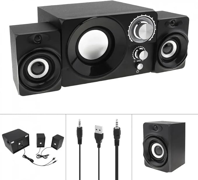 JSEIAJB 11W Subwoofer Portable Music Computer Speaker with 3.5mm Audio Plug for Desktop TV PC