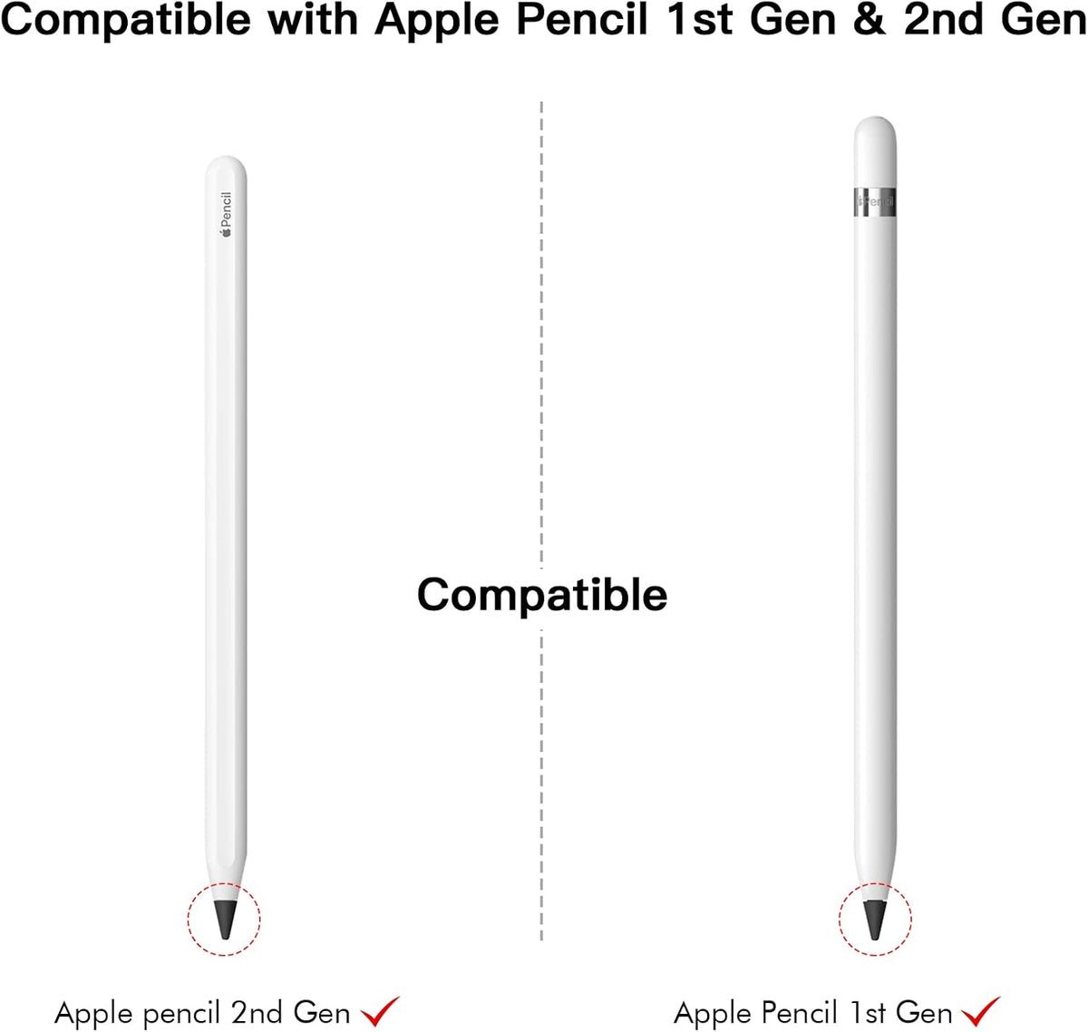 MEKO 4 Pack Replacement Tips for Apple Pencil 1st Gen & 2nd Gen, Pen Nibs for iPad Pro Pencil- Black