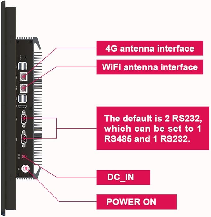 YEYO 15.0 Industrial Computer Touch Screen 10 Point Touch Industrial Computer Resolution 1024 * 768 450nit RJ45*2 USB*4 com*2 HD*1 WiFi+BT(7300U/8+256)