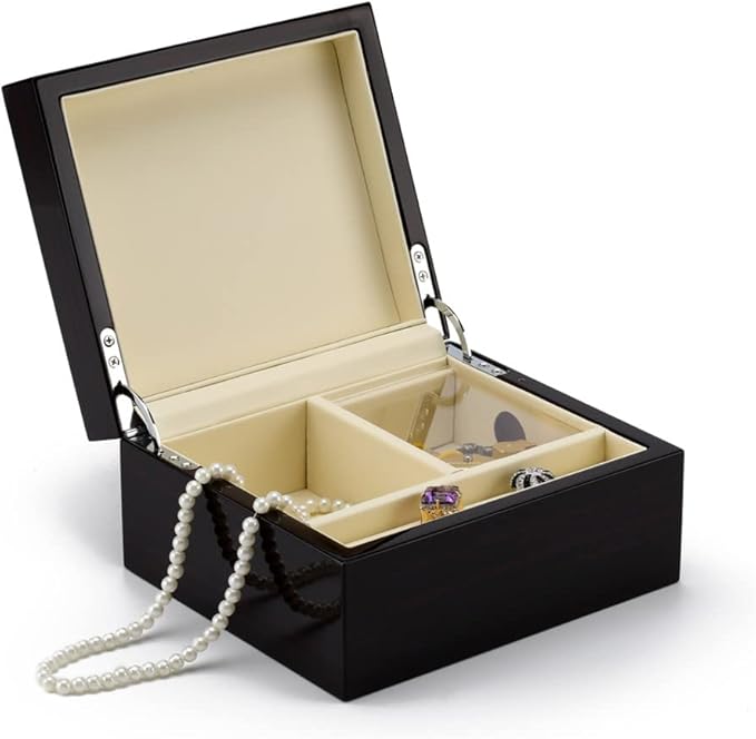 Contemporary 30 Note Hi Gloss Macassar Finish 3.6 LCD Video Jewelry Box - at Last