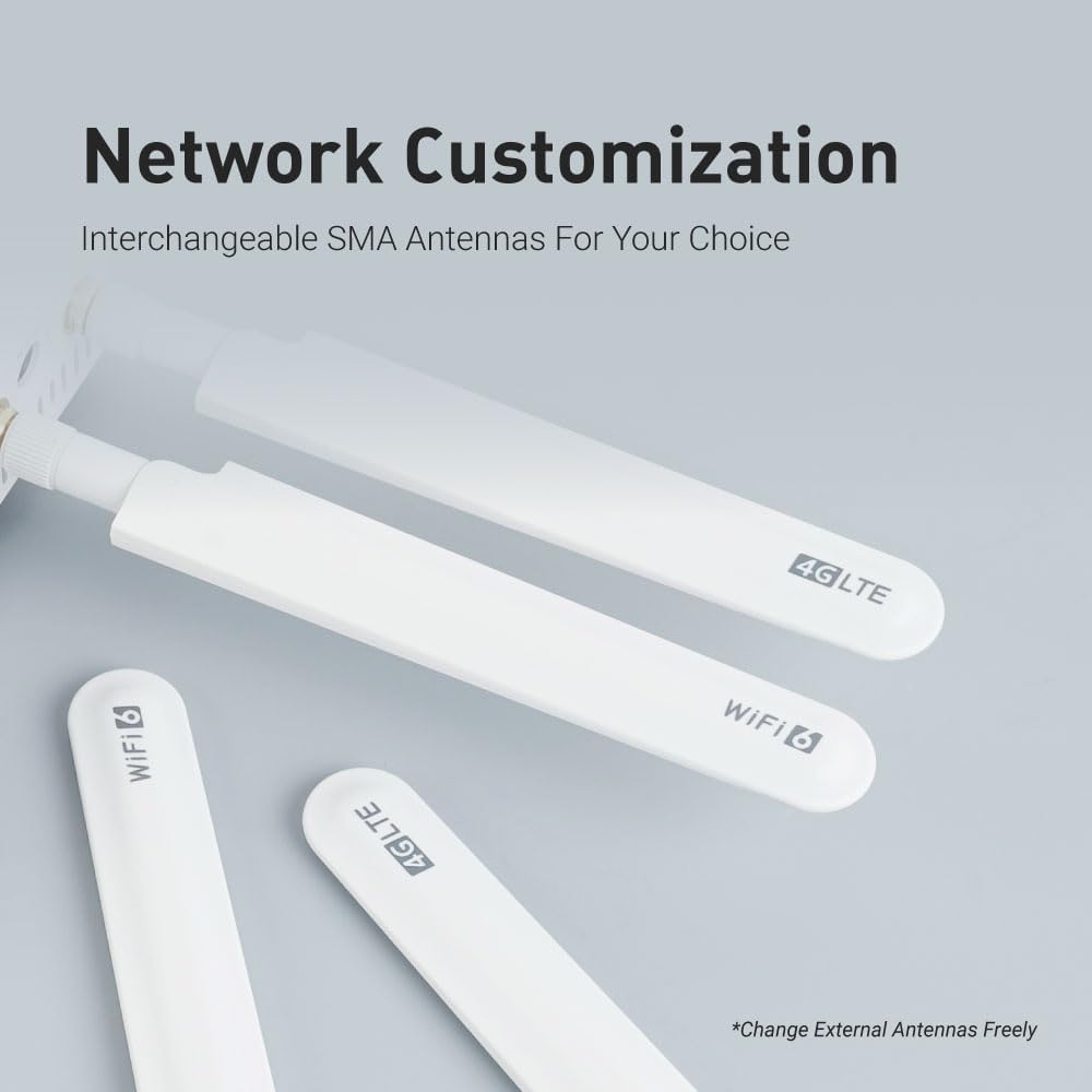 GL-X2000(Spitz Plus) Cellular Gateway 4G LTE Router for Home, RV, Road trips, Offices, CAT 12, Wifi 6 Router, Detachable Antennas, Dual-SIM, T-Mobile & AT&T IoT Certified, OpenVPN, WireGuard (NA Only)