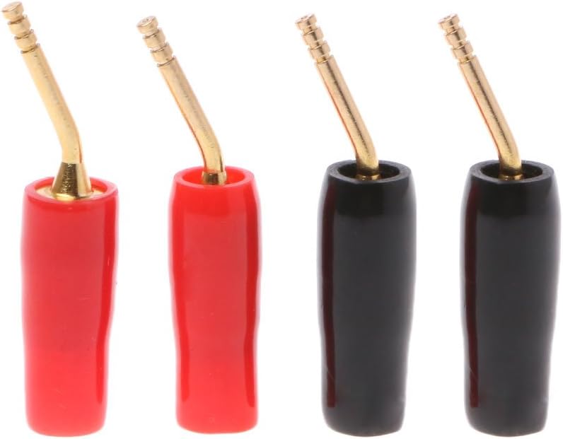Hisocute 4 Pcs Wire Pin Plug Banana Plugs Speaker Screw Lock Cable Connectors Banana Cable Connector Plug Screw Solder