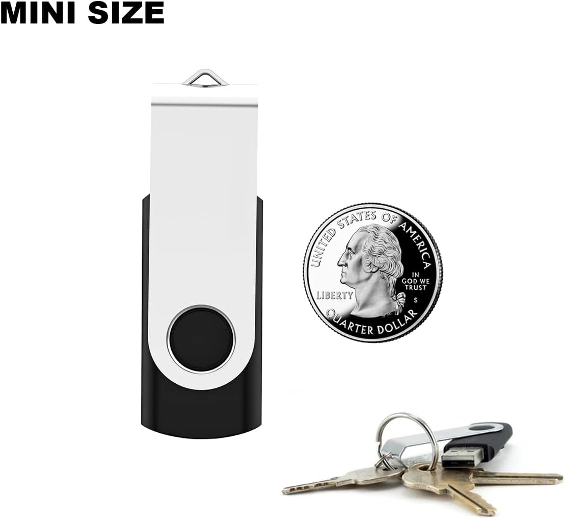 2 Pack 32GB USB Flash Drive USB 2.0 Thumb Drives Jump Drive Fold Storage Memory Stick Swivel Design - Black