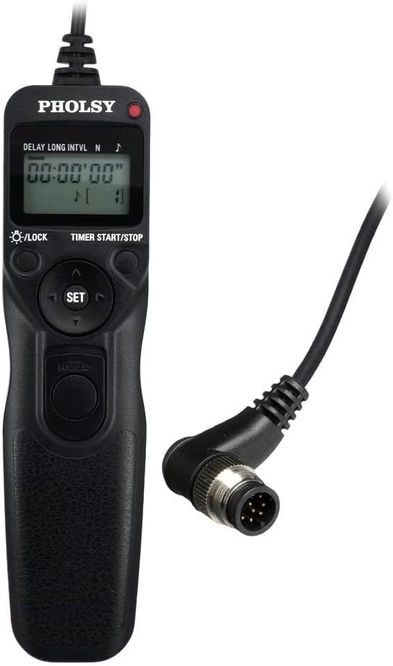 PHOLSY N8 Timer Remote Control Cable with Intervalometer for Nikon Z8, Z9, D3, D4, D5, D6, D800, D850, D810, D700, D500, D300, D200, F6, F100, F5, F90, N90s, D1X, D2H, D3X, Replaces Nikon MC-36A