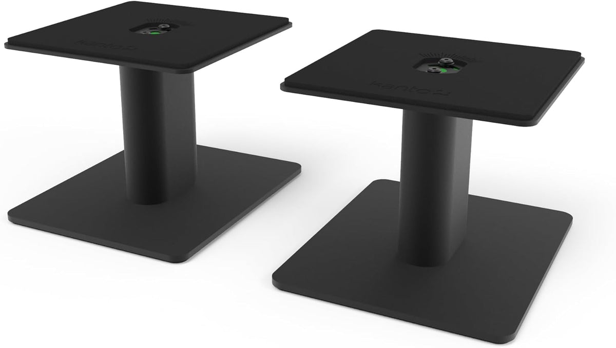 Kanto SP6HD Desktop Speaker Stands for Medium/Large Bookshelf Speakers & Mid-Size/Full-Size 4”-7” Studio Monitors | 6" Tall | Black | Pair
