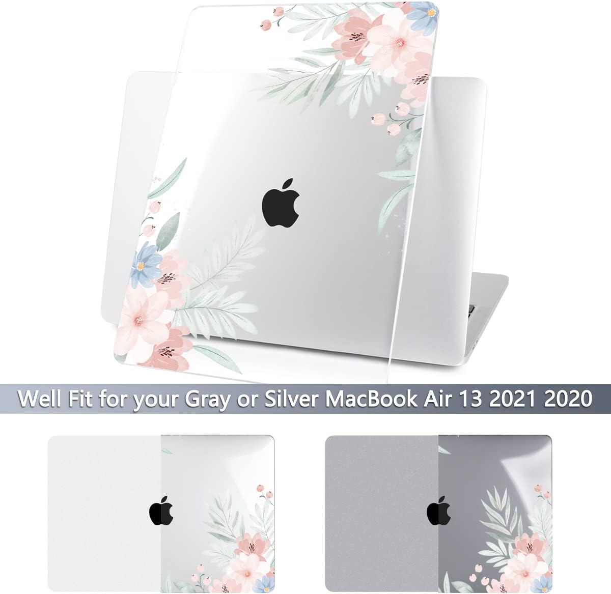Batianda Design Case for M1 MacBook Air 13 Inch Model A2337 A2179 A1932 2021 2020 2019 Release,3D Painted Hard Shell with Keyboard Cover & Screen Protector, Cute Flower