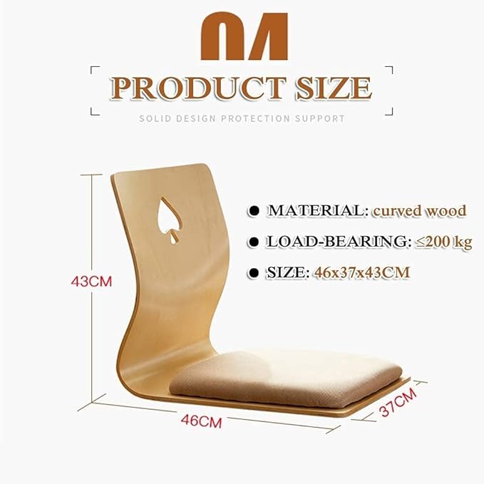 4 Tables Japanese Legless Chair Made from Plywood Seating Living Room Furniture Asian Traditional Tatami Floor Chair for Adults Kids Video-Gaming Reading Watching