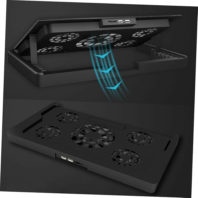 NUOBESTY USB Laptop Cooling Pad with 5 Fans Cooler Base Adjustable Multi-Angle Cooling Stand Anti-Skid Heatsink for Notebook and Gaming Laptops
