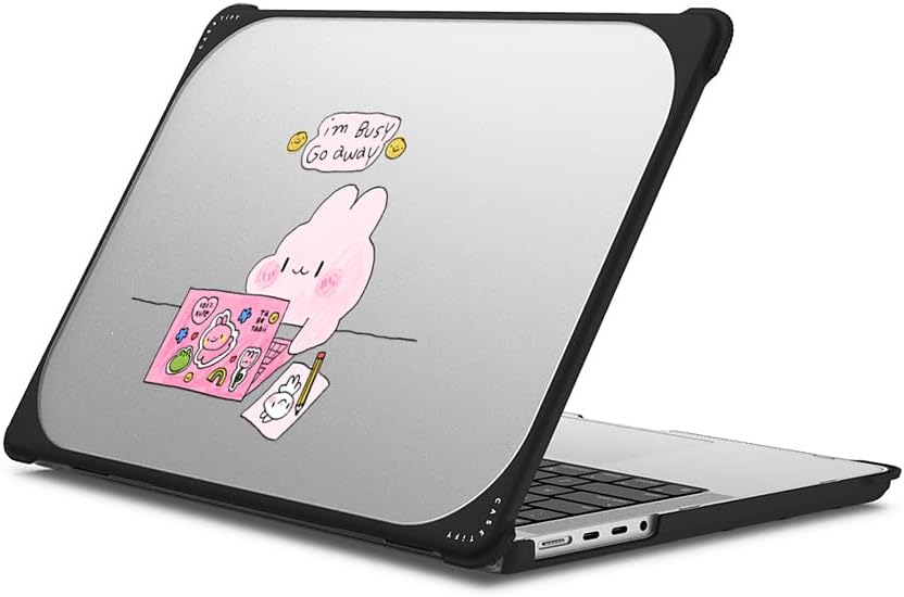 CASETiFY Bounce MacBook Pro 16-inch (M3/M4) Case [Enhanced Protective Corner Design/Ventilation Cutouts/Anti-Slip Grip] - I'm Busy MacBook Case by Tabetaaii - Clear Black