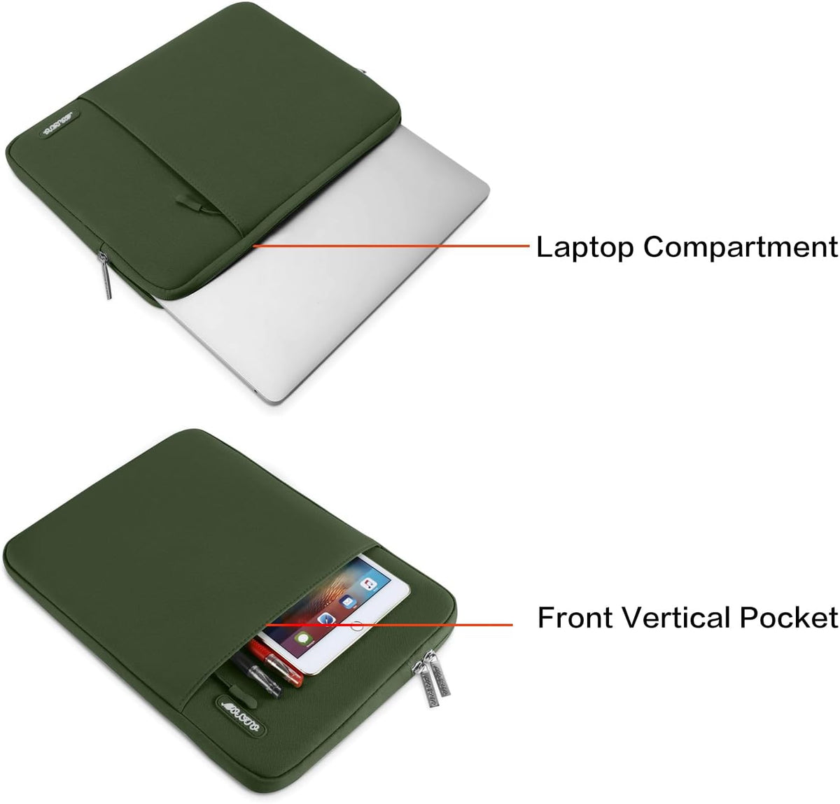 MOSISO Laptop Case 13 inch, 13 inch Laptop Sleeve Compatible with MacBook Air M4 M3 M2 M1 2025-2018 / Pro M2 M1 2025-2016, Polyester Vertical Computer Sleeve Bag with Pocket, Army Green