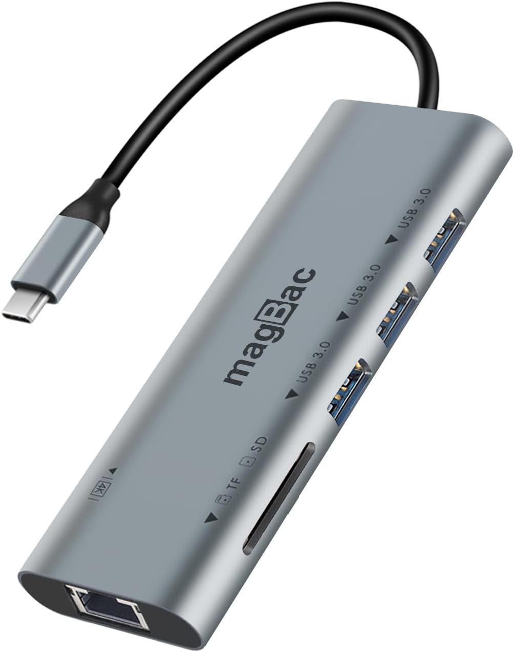 i-magBac 7-in-1 4K@30Hz 3 3.0 MagBac Laptop Docking Station USB Hub with HDMI Display Port, USB A Data Ports, SD/TF