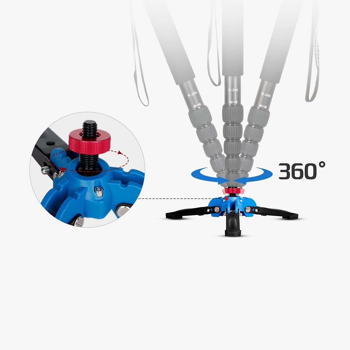 Koolehaoda Mini Tripod,Universal 3 Legs Monopod Base Stand Unipod Support with 3/8" Screw for Monopods Ballhead - A2