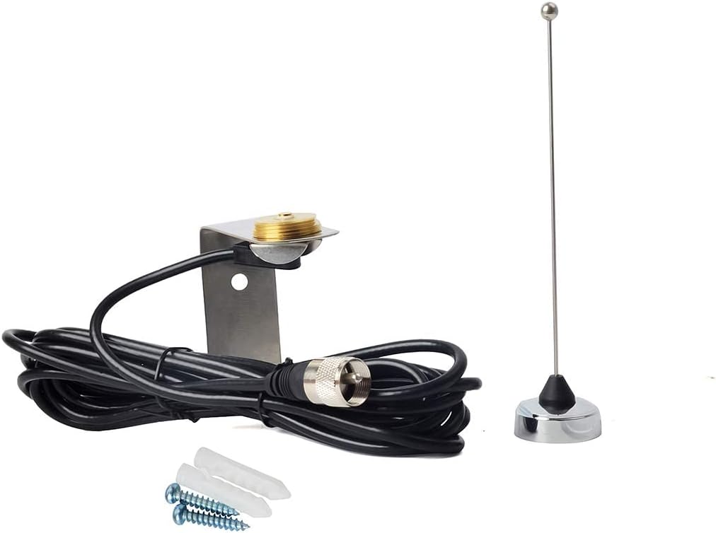 HYS 70cm 1/4 400-470Mhz 13'/About 4m RG-58 Antenna UHF Wave NMO Antenna with Stainless Steel L-Bracket Hole & Coax