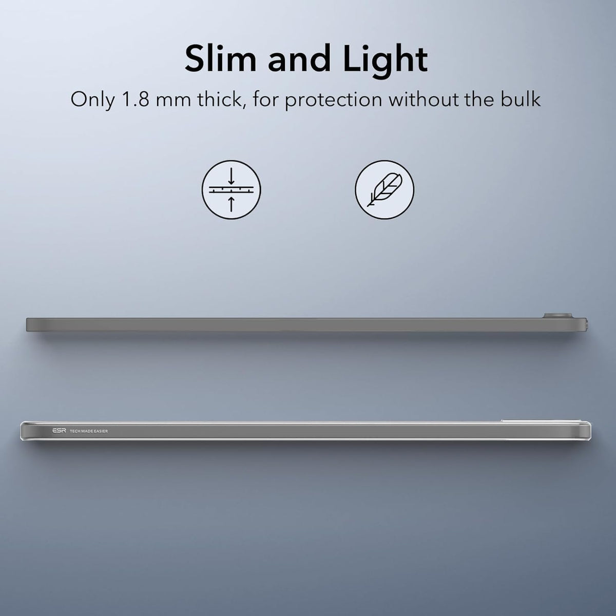 ESR 11 Inch M4/M3/M2 (2026/2025/2024), 5th/4th Gen(2022/2020), for iPad Air Case iPad Air Slim&Light, Yellowing