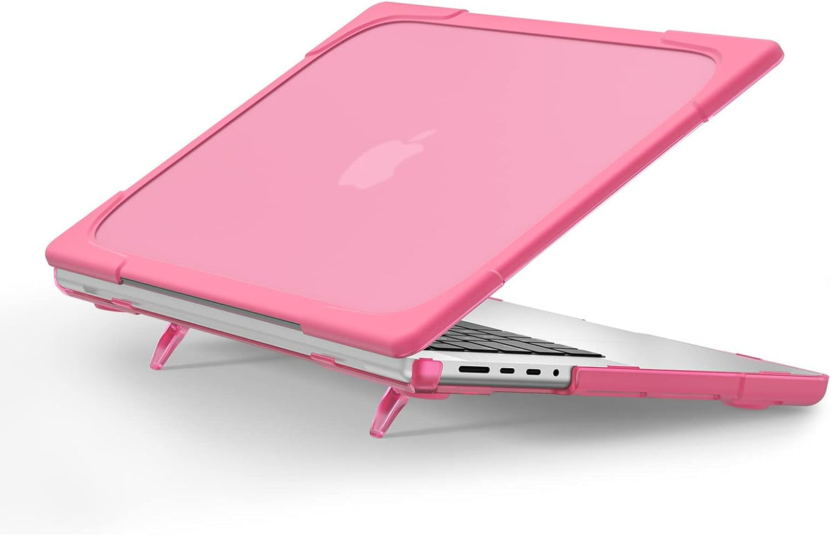 Batianda Compatible with New MacBook Pro 16 inch Case 2024 M4 Chip 2023 2021 Release with M3 M2 Pro Max, Heavy Duty Protective Plastic Hard Shell with Fold Kickstand & Keyboard Cover Protector, Rose