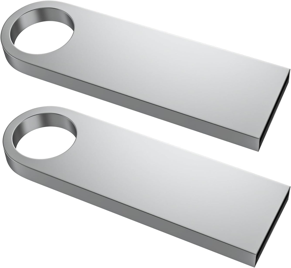 ABLAZE 16GB Flash Drive 2 Pack, Metal USB 2.0 Thumb Drives with Keychains USB Stick Pendrive (Sliver)