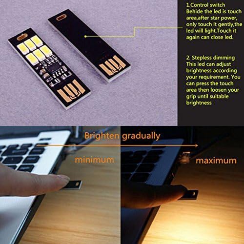 5pcs 6 Dimming Qty:5 Yitee LED Circuit Boards USB Light Keychain Super Bright LEDs Mini USB Light Lamp with Smart Touch