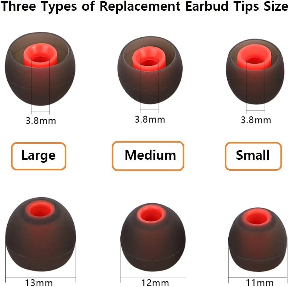 Earbuds Replacement Tips Silicone Earbud Tips Ear Bud Replacement Pieces Ear Gels Fit for Inner Hole from 3.8mm - 5.1mm Earphones 9 Pairs S/M/L