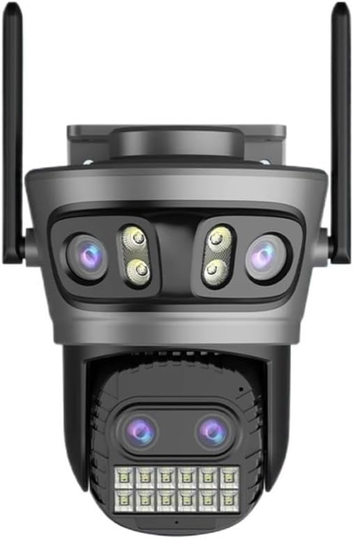 16MP WiFi Camera IP PTZ Three Screen 180° Wide Angle Auto Tracking 10X Digital Zoom 20MP Security Protection(EU Plug16MP NO SD Card)