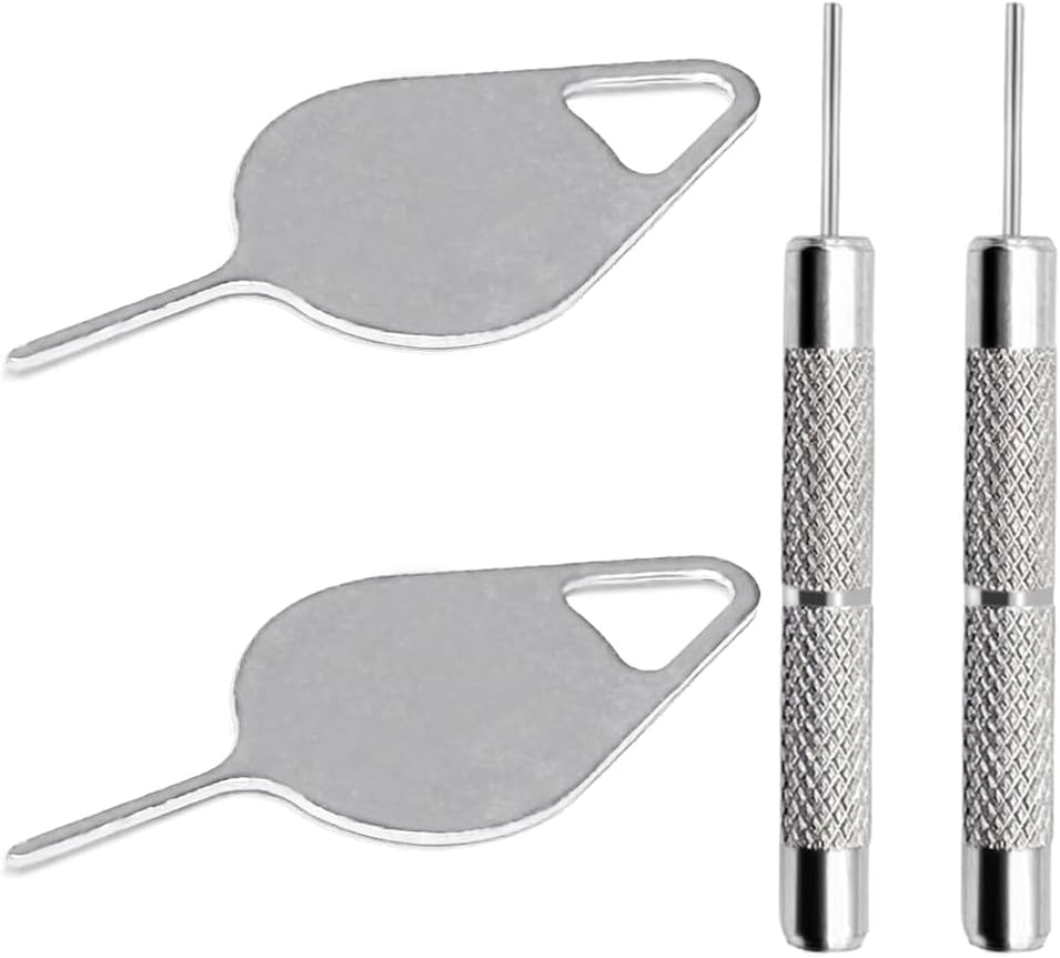 4 Pcs SIM Card Removal Openning Tool Tray Eject Pins Needle Opener Ejector Compatible with All iPhone Apple iPad HTC Samsung Galaxy Cell Phone Smartphone Watchchain Link Remover (Style E)