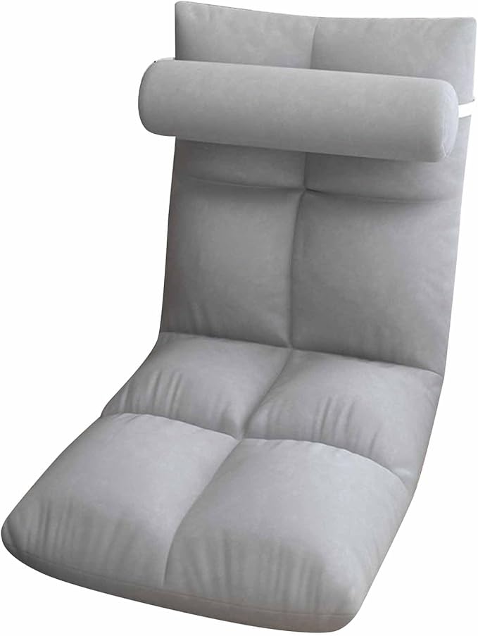 Tyenaza Folding Lazy Sofa Chair Luxuriously Soft Floor Chair with Adjustable Backrest for Living Room Lounge and Gaming(高级灰)