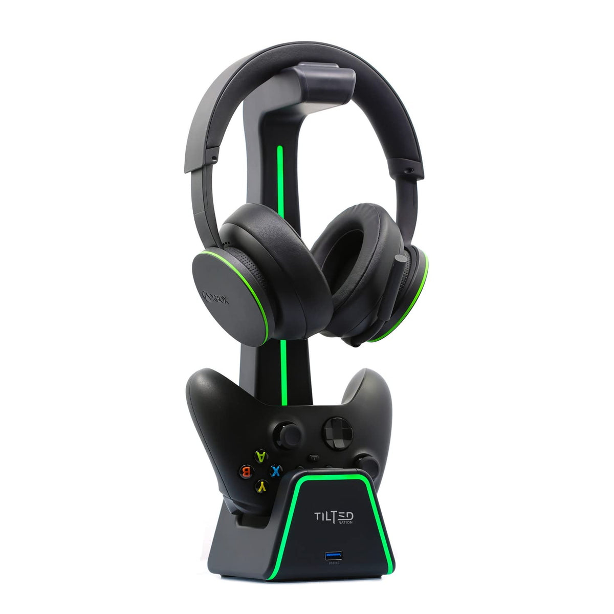 Tilted Nation 3 in 1 Gaming Headset and Controller Stand for PS5 and Xbox Series X Charging Station - Game Controller Holder and Headphone Stand