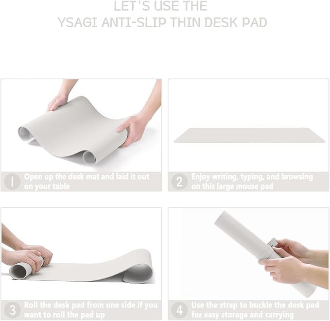 YSAGi Non-Slip Leather Desk Pad, Waterproof Laptop Computer Desk Keyboard Mat, Table Protector Blotter Mat, Large Mouse Pad for Office/Work/Home/Decor(Apricot Gray, 31.5" x 15.7")