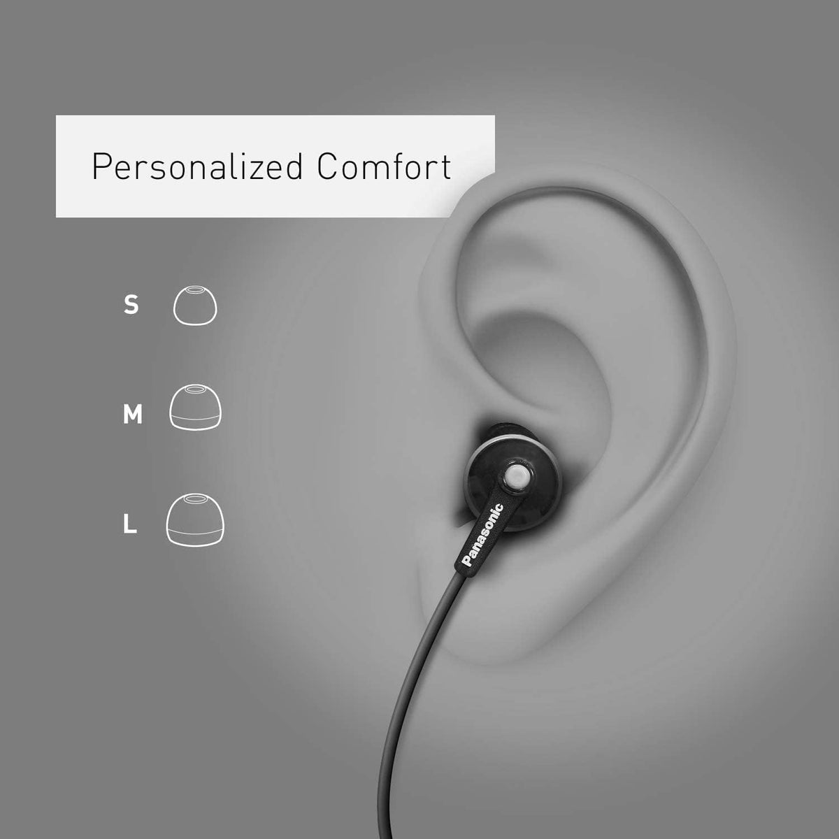 Panasonic ErgoFit Wired Earbuds With Microphone, 3.5mm Jack Wired Headphones with Mic and Call Controller, Ergonomic Custom-Fit Earpieces (S/M/L), for Phones and Laptops - RP-TCM125-V (Purple)