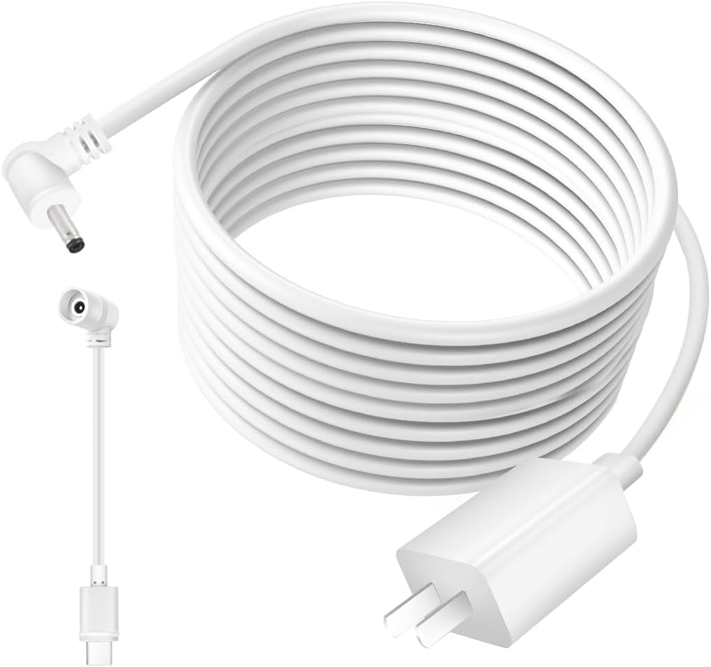 HNncheny Camera,17Ft Power Adapter Compatible Ring Type C Power Cable -White (USB Port)