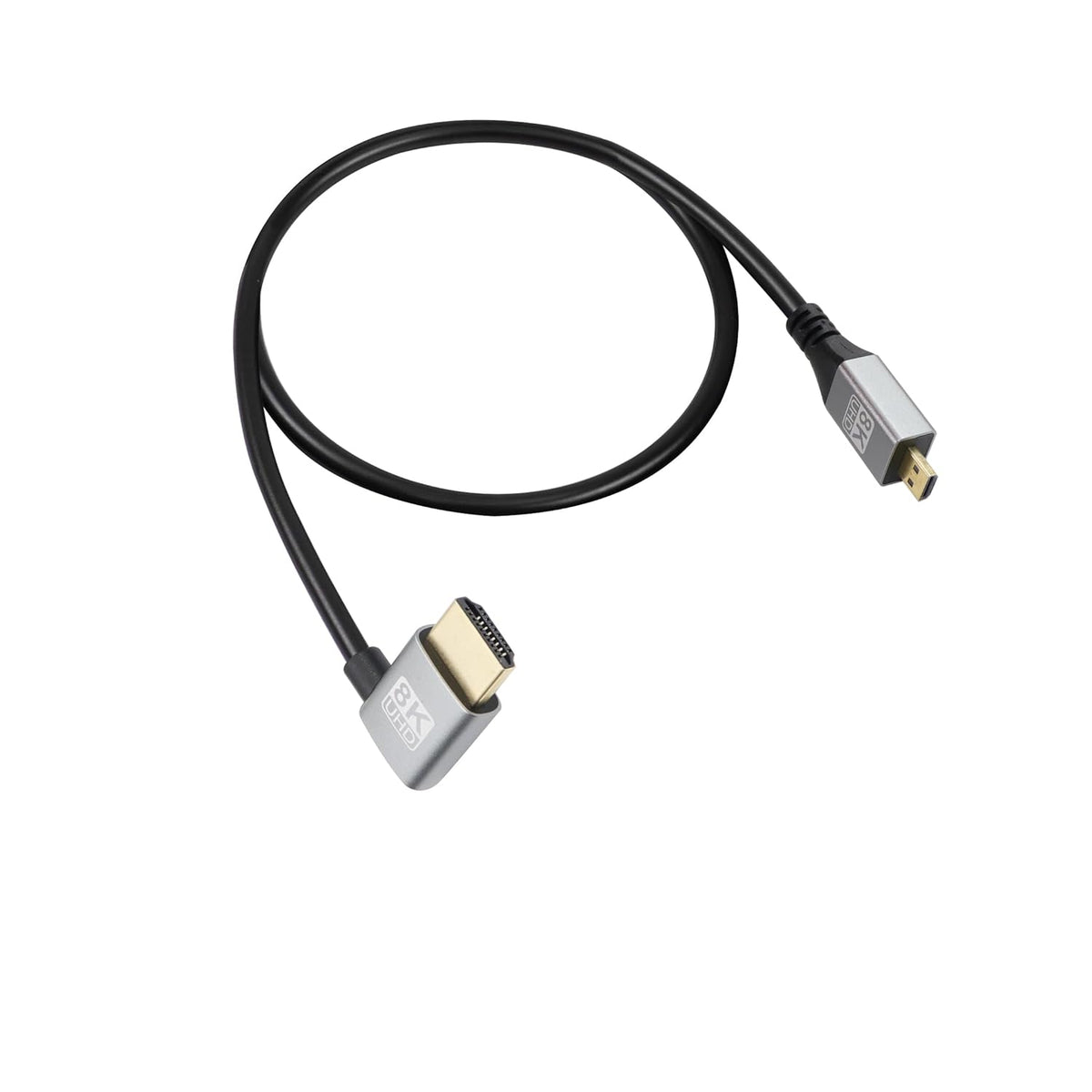 90 8K 18Gbps 2.1 8k@60Hz, 1080p, 3D, 0.5m) RIIEYOCA Degree Left Angle UHD HDTV Male to Micro HDTV Male Extended Cable