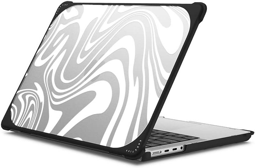 CASETiFY Bounce MacBook Pro 16-inch (M3/M4) Case [Enhanced Protective Corner Design/Ventilation Cutouts/Anti-Slip Grip] - Marble Transparent Trippy - Clear Black