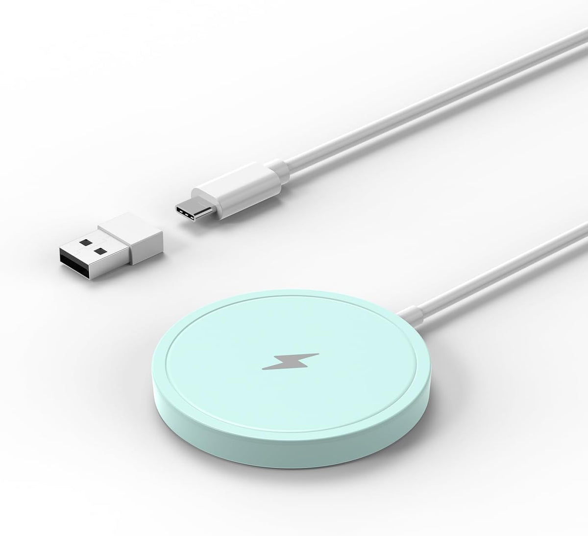 Magnetic Wireless Charger for iPhone 15W Wireless Charger Fast Mag Safe Wireless Charging Stand Pad Compatible for iPhone 16/16 Pro/Pro Max/15/14/13/12/Pro with Wall Charger for USB-A Converter, Green