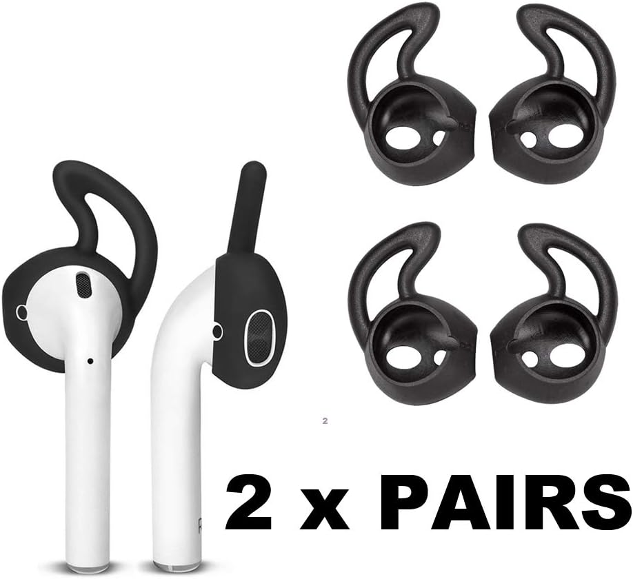 [Compatible with Apple AirPods 1 & 2] 7 in 1 Accessories Set - TPU Gel Protective Case, Carabiner Keychain, Ear Hooks,