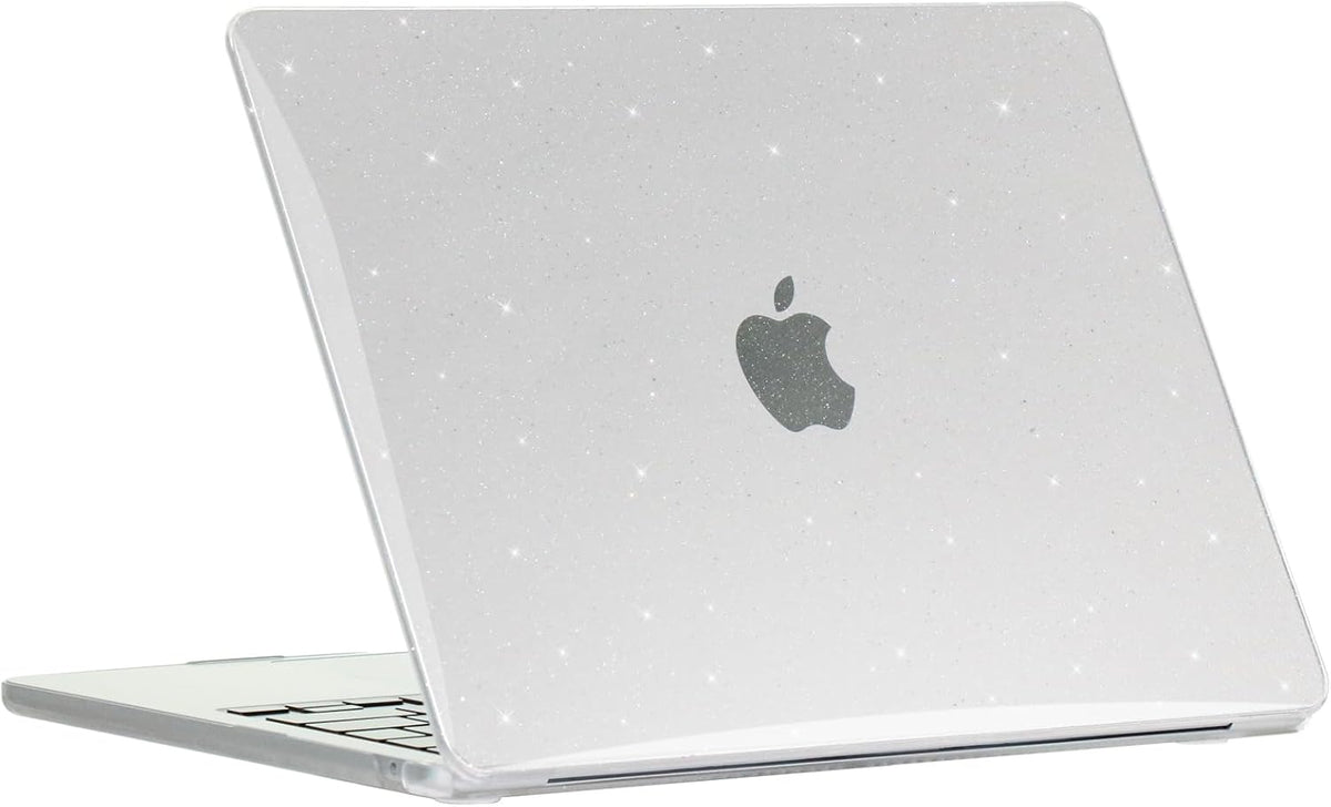 Sparkly Clear Case for MacBook Pro 13 inch M2 M1 A2338 A2289 A2251 A2159 A1989 A1706 2023-2016 Release with Touch ID, 6 in 1 Glitter Plastic Hard Shell&Keyboard Cover&Screen Protector&Webcam Cover