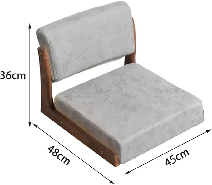 BTZHY Floor Chair Tatami Chair with Backrest Meditation Floor Chair Portable Legless Chair Wood Lazy Sofa Floor Window Balcony Living Room Chair(Smoke Grey 1)
