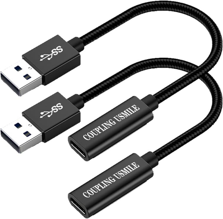 USB to USB C Adapter, Transfer up to 10Gbps,USB to Type C Charger Cable Adapter,Compatible with MacBook/iMac/iPad/iPhone 15 Series, Galaxy Note S24 Series(2pcs Black)