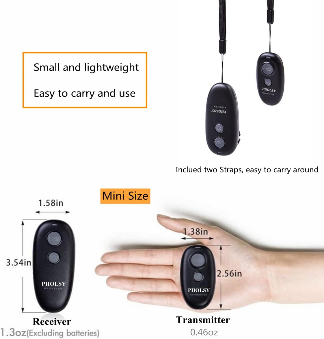 PHOLSY Wireless Shutter Release Camera Remote Control for Fujifilm GFX50S, XPro2, X-H1, X-T2, X-T1, X-T10, X-T20, X-T100, X-E2S, X-E2, X-M1, X-A3, X-A2, X-A1, X-A10, X100F, X100T, X70, X30, XQ2, XQ1