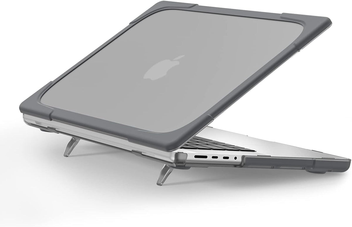 Batianda Compatible with New MacBook Pro 16 inch Case 2024 M4 Chip 2023 2021 Release with M3 M2 Pro Max, Heavy Duty Protective Plastic Hard Shell with Fold Kickstand & Keyboard Cover Protector, Gray