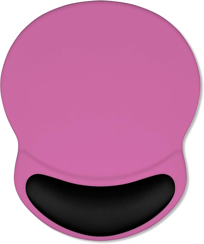ITNRSIIET Ergonomic Mouse Pad with Comfort Gel Wrist Rest, Non-Slip PU Base, Smooth Textured Surface, Reduces Hand Fatigue & Wrist Pain, 8.7 x 7.2 Inch for Office Gaming Home, Black-Pink Contrast