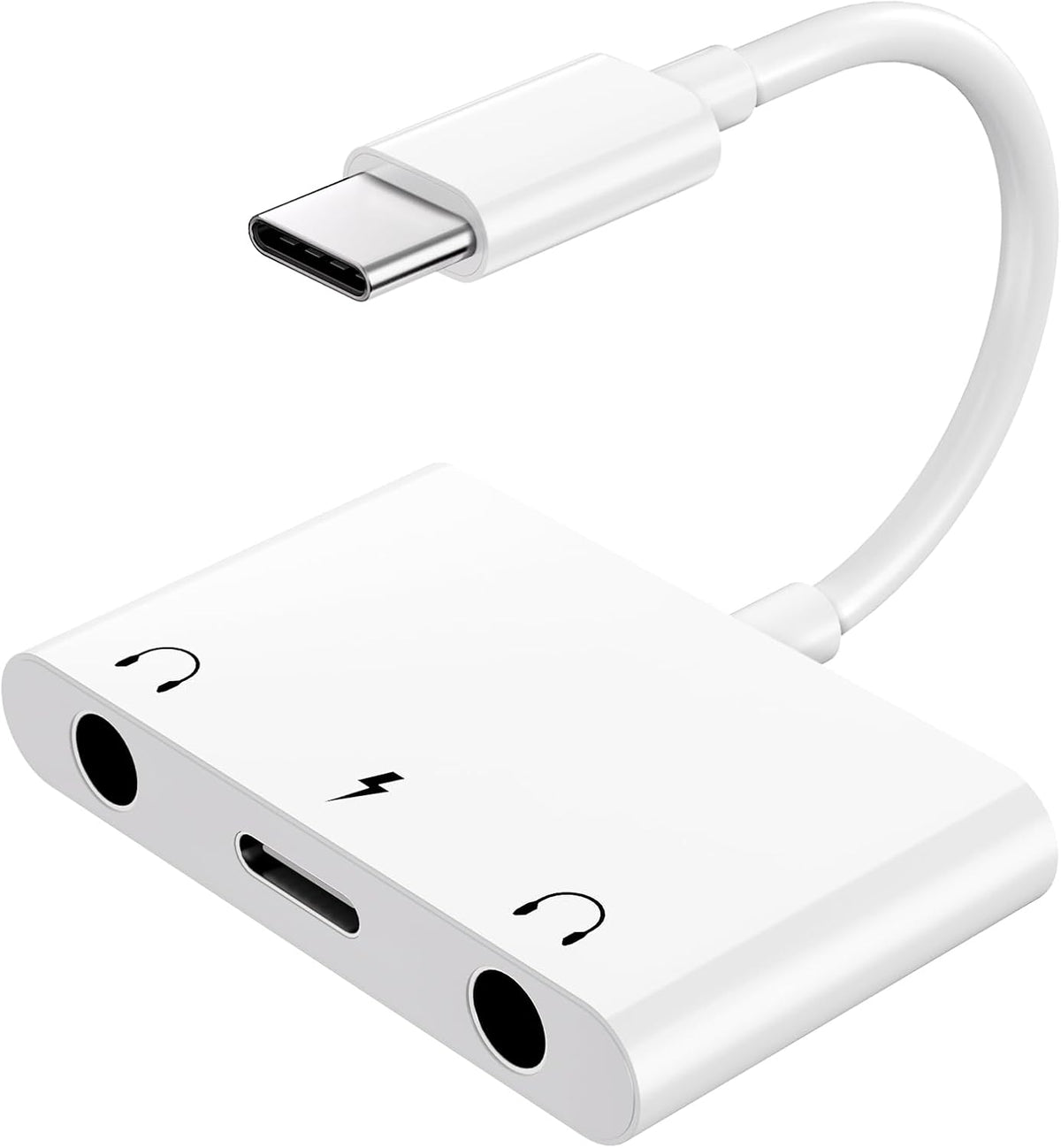 USB C to 3.5mm Audio Adapter, 3 in 1 Aux to USB C Headphone Splitter Dual 3.5mm Audio Jack and PD 60W Fast Charging, Compatible for iPhone 15 16,Galaxy S22 S21/Note 20,Pixel 4 3 XL,Huawei,etc