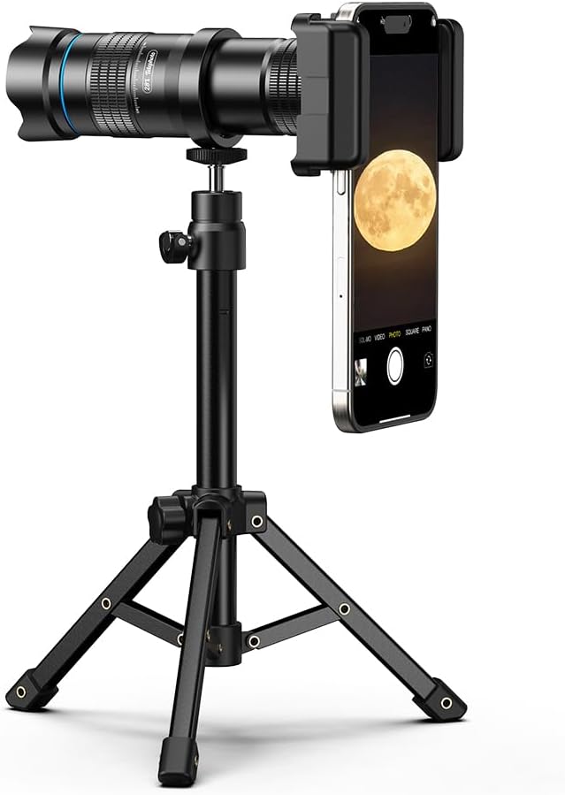 High Power 28X HD Telephoto Lens with Phone Tripod for iPhone Samsung Pixel One Plus Huawei