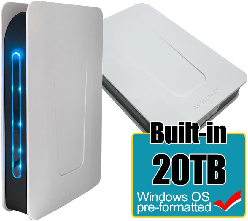 Avolusion PRO-T5 Series USB 3.0 External Hard Drive for WindowsOS Desktop PC/Laptop (White) - 2 Year Warranty (20TB) (Renewed)